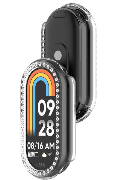 Xiaomi Smart Band 8 Ile Uyumlu Zarif Kristal Taşlı Kasa Koruyucu Kılıf