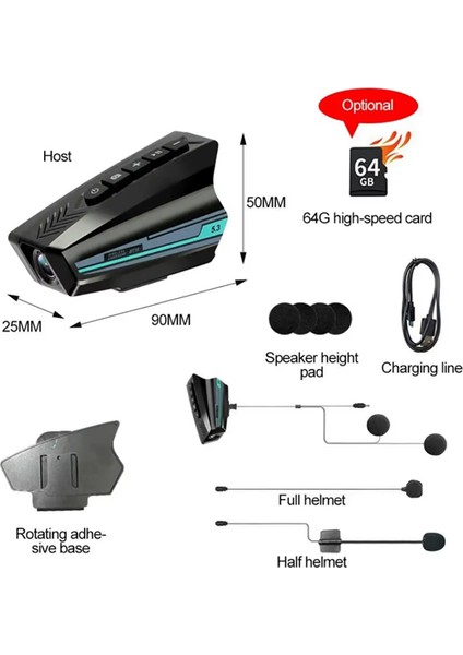 IP65 Sertifikalı Kask Kamerası – Geniş Açı Lens, Bluetooth 5.3 modelleri