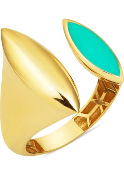 Su Yeşili 14 Ayar Altın Twin Yüzük