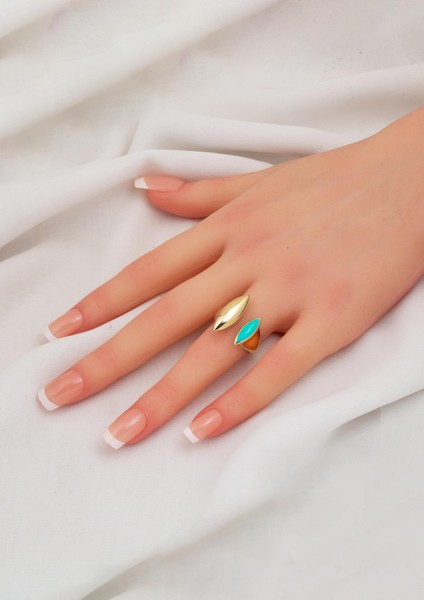 Su Yeşili 14 Ayar Altın Twin Yüzük fiyatları