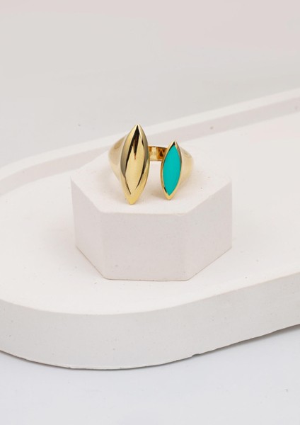 Su Yeşili 14 Ayar Altın Twin Yüzük fırsatları