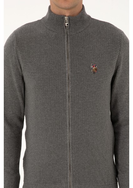 Erkek Gri Melanj Hırka (Triko) 50307800-VR086