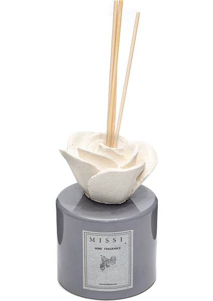 200 ml Gri Gül Seramik Taşlı Yasemin Sandal Oda Kokusu