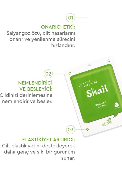 Salyangoz Özlü Kağıt Yüz Maskesi - Tüm Cilt Tipleri İçin Yoğun Nemlendirici 5'li Paket modelleri