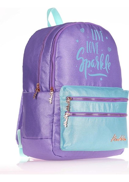 Sparkle Koyu Lila Okul Sırt Çantası - Simli Kumaş - Ortaokul Lise Günlük modelleri