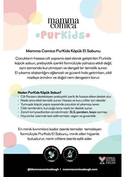 Mammacomica Dough Purkids Prebiotikli Vegan Köpük El Sabun 400 ml indirimleri