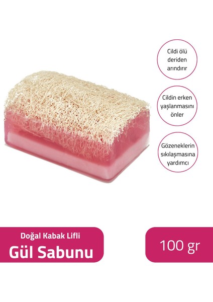 The Touch By Seda Doğal Kabak Lifli Sabun - Gül Aromalı, Cildi Nemlendiren ve Ferahlatan, 100 gr