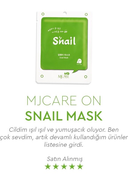 Salyangoz Özlü Kağıt Yüz Maskesi - Tüm Cilt Tipleri İçin Yoğun Nemlendirici 5'li Paket
