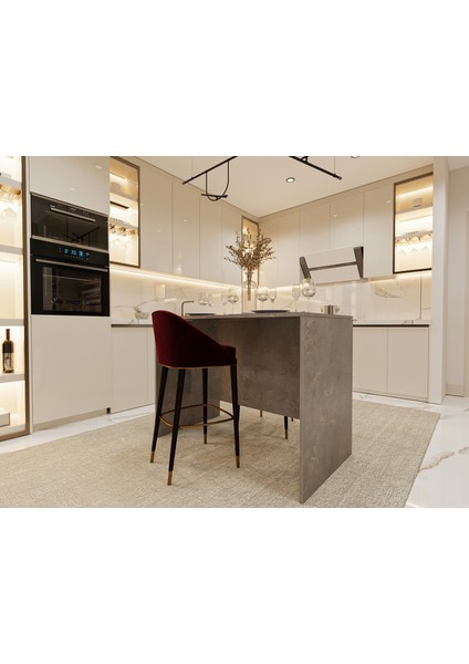 %100 Mdflam 120CM Mutfak Adası Yemek ve Bar Masası Ma-03