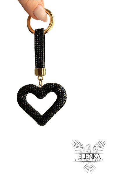Zirkon Taşlı Siyah Kalpli Anahtarlık fiyatları