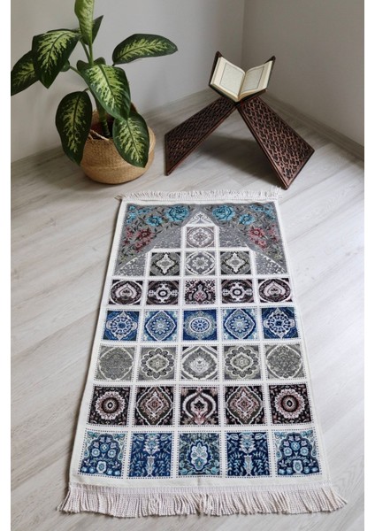 40 Yama Desenli Astarlı Lüks Seccade S1017 Gri