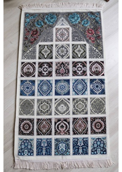 40 Yama Desenli Astarlı Lüks Seccade S1017 Gri modelleri