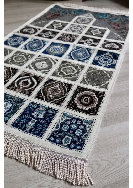 40 Yama Desenli Astarlı Lüks Seccade S1017 Gri fırsatları