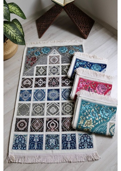 40 Yama Desenli Astarlı Lüks Seccade S1017 Gri