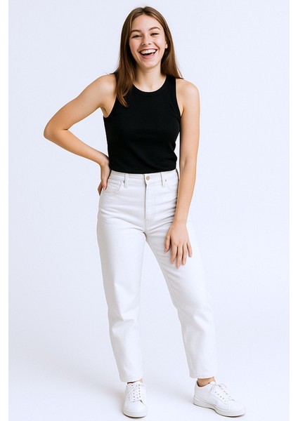 Kadın Geniş Askılı Fitilli Likralı Atlet Body