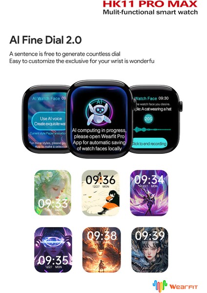 HK11 Pro Max Akıllı Saat 45M 1gb Sesli Görüşme Bildirim Pusula Yapay Zeka Sağlık Izleme modelleri