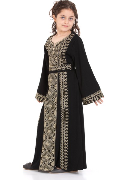 Filistin Dikdörtgen Stresli Nakışlı Geleneksel Filistin Kız Çocuk Elebise 7-14 Yaş C400003 modelleri