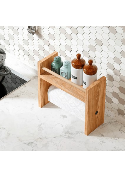 Rulo Havlu Takılabilir Baharatlık Standı Tezgah Üstü Düzenleyici Ahşap Raf - Atlantik Çam modelleri