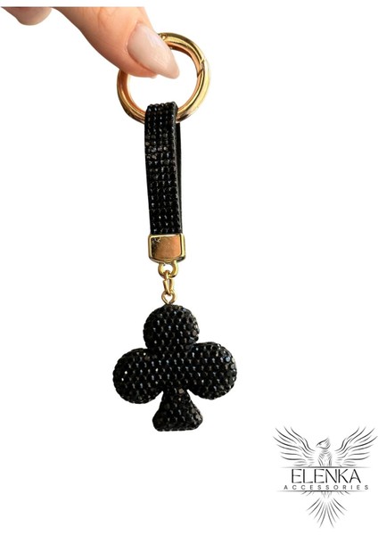 Zirkon Taşlı Siyah Maça Simgeli Anahtarlık fiyatları