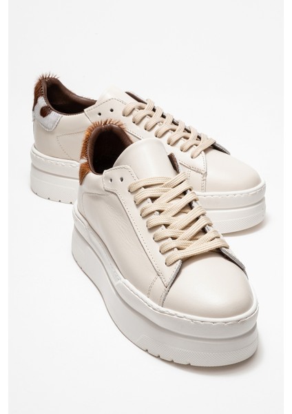 Anabel Ekru Cilt Hakiki Deri Kadın Günlük Spor Ayakkabı