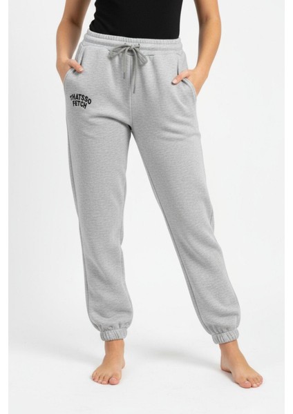 Karmelanj Yazı Nakışlı Kadın Jogger Eşofman Altı 9219M