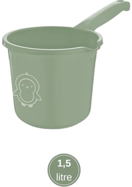 2’li Bebek Banyo Su Kovası ve Maşrapası Seti, Saplı Oluklu Kova 13LT ve Maşrapa 1,5lt Set Yeşil modelleri