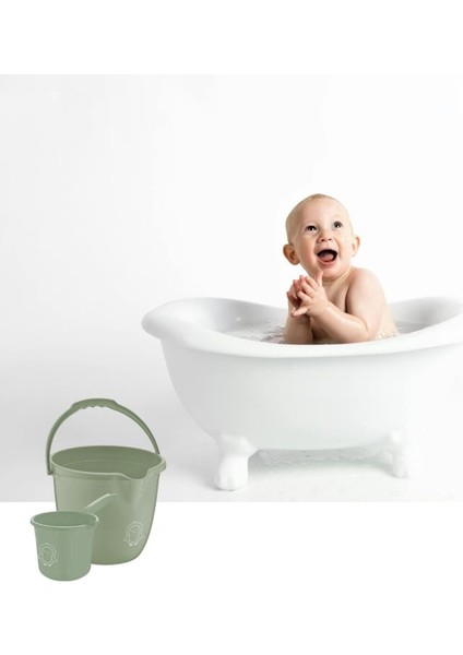 2’li Bebek Banyo Su Kovası ve Maşrapası Seti, Saplı Oluklu Kova 13LT ve Maşrapa 1,5lt Set Yeşil fırsatları