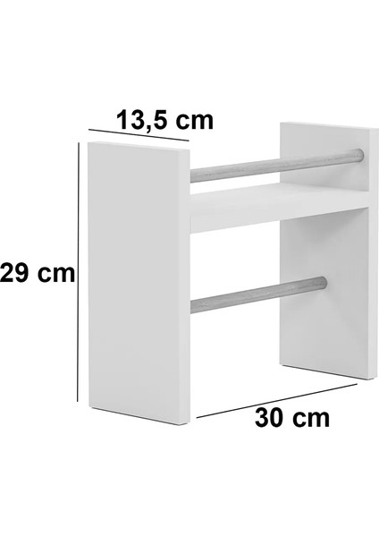Rulo Havlu Takılabilir Baharatlık Standı Tezgah Üstü Düzenleyici Ahşap Raf - Beyaz Mr2 indirimleri