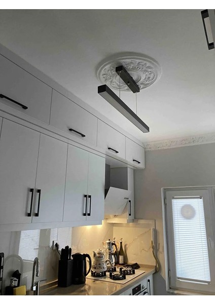 Lineer 80CM ( Siyah Kasa, Doğal Beyaz Işık ) Sarkıt Modern LED Avize, Salon, Mutfak, Masaüstü Avize fırsatları