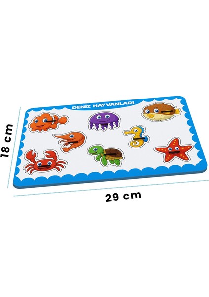 Deniz Hayvanları Ahşap Puzzle – 8 Parça Yuvalı Eğitici Yapboz (29×18 Cm, Okul Öncesi ) modelleri