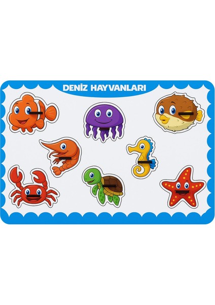 Deniz Hayvanları Ahşap Puzzle – 8 Parça Yuvalı Eğitici Yapboz (29×18 Cm, Okul Öncesi ) fırsatları