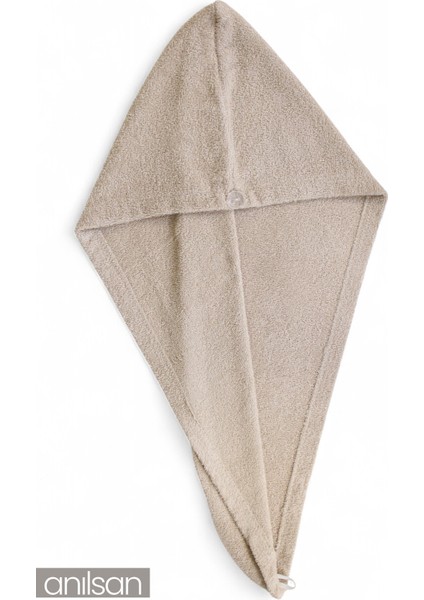 %100 Pamuk Bej Havlu Bone Saç Kurutma Bonesi Kafa Havlusu Duş Banyo Bonesi Islak Saç Kurulama Bone