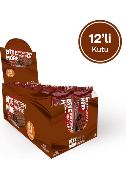 Bite & More Protein Waffle - Çikolatalı (55g x 12 Adet)