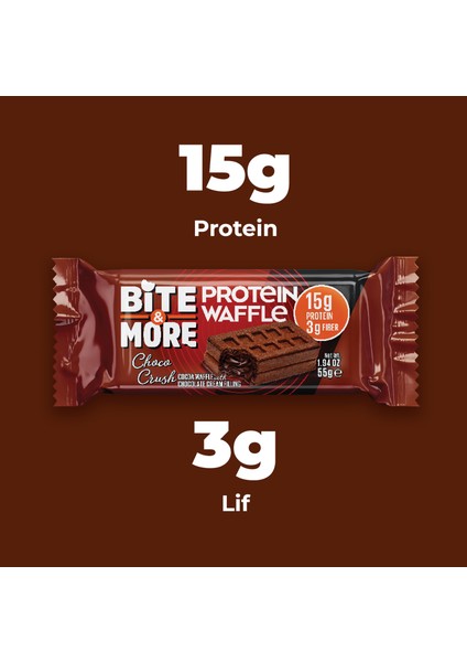 Bite & More Protein Waffle - Çikolatalı (55g x 12 Adet) fiyatları