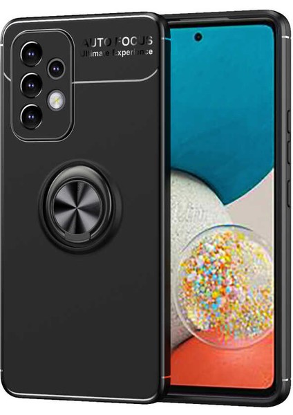 Galaxy A73 Kılıf Yüzüklü Standlı Renkli Kırılmaz Esnek Silikon Ravel Silikon Kapak