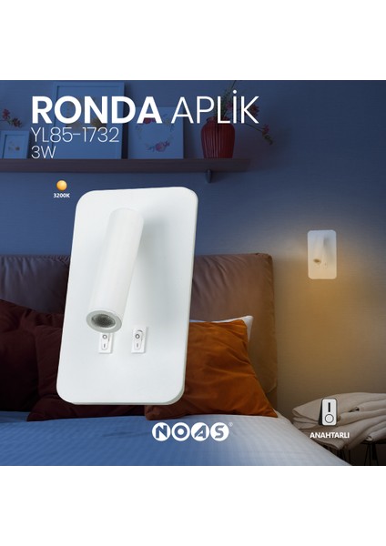 Dekoratif Aplik Beyaz Ronda - 3200K Işık
