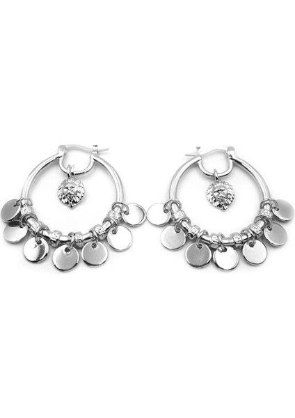 Pullu Halka Küpe - Gümüş