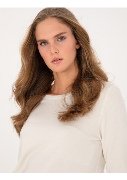 Kadın Ekru Slim Fit Basic Kazak 50310735-VR019 fiyatları