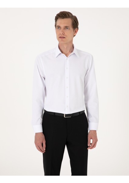 Erkek Beyaz Regular Fit Uzun Kollu Basic Gömlek 50316742-VR013 modelleri