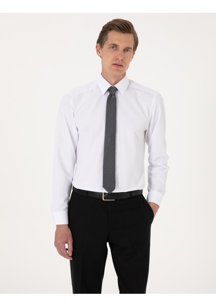 Erkek Beyaz Regular Fit Uzun Kollu Basic Gömlek 50316742-VR013 fırsatları