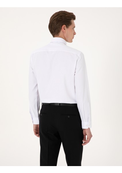 Erkek Beyaz Regular Fit Uzun Kollu Basic Gömlek 50316742-VR013