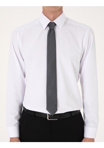Erkek Beyaz Regular Fit Uzun Kollu Basic Gömlek 50316742-VR013