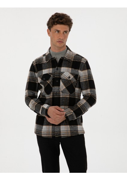 Erkek Siyah Comfort Fit Oduncu Uzun Kollu Gömlek 50316763-VR046 modelleri