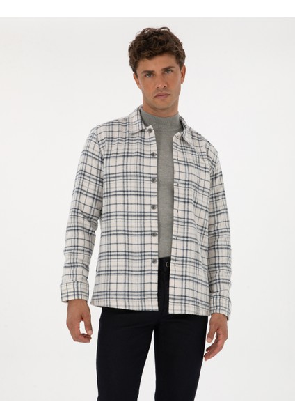 Erkek Lacivert Comfort Fit Oduncu Uzun Kollu Gömlek 50316753-VR033