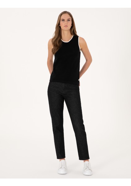 Kadın Siyah Slim Fit Kazak 50311001-VR046 fırsatları