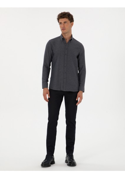 Erkek Lacivert Slim Fit Uzun Kollu Gömlek 50316768-VR033 fırsatları