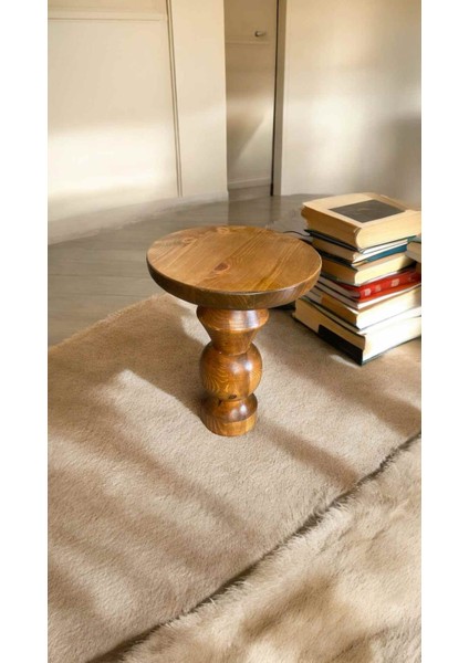 Masif Ahşap Tik Ağacı Renk Yan Sehpa – Tekli Doğal Mantar Sehpa Modeli