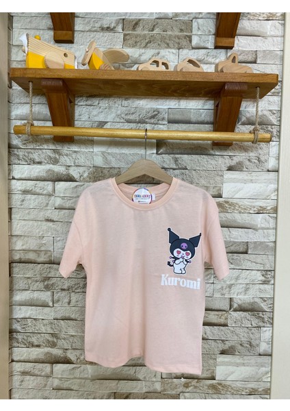 Aysbebe Kuromi Kabartma Baskılı Fırçalı Kumaş Kız Çocuk Tişört