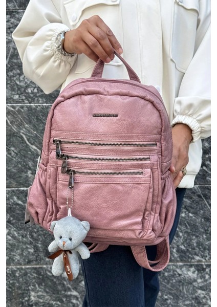 Kadın Büyük Boy Yıkamalı Ithal Deri Lüks Sırt Çantası