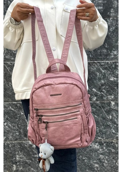 Kadın Büyük Boy Yıkamalı Ithal Deri Lüks Sırt Çantası fırsatları